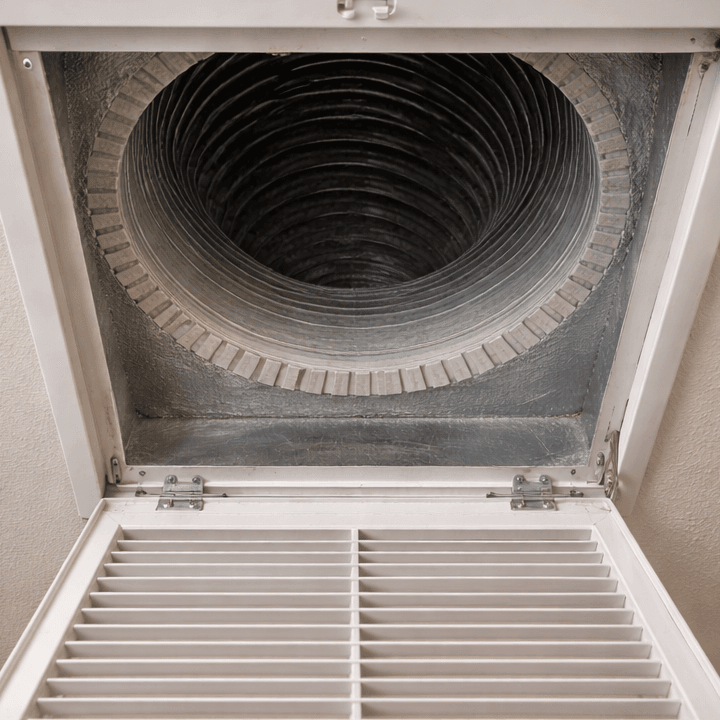 cleaned air duct interior in a Katy TX home after professional air duct cleaning