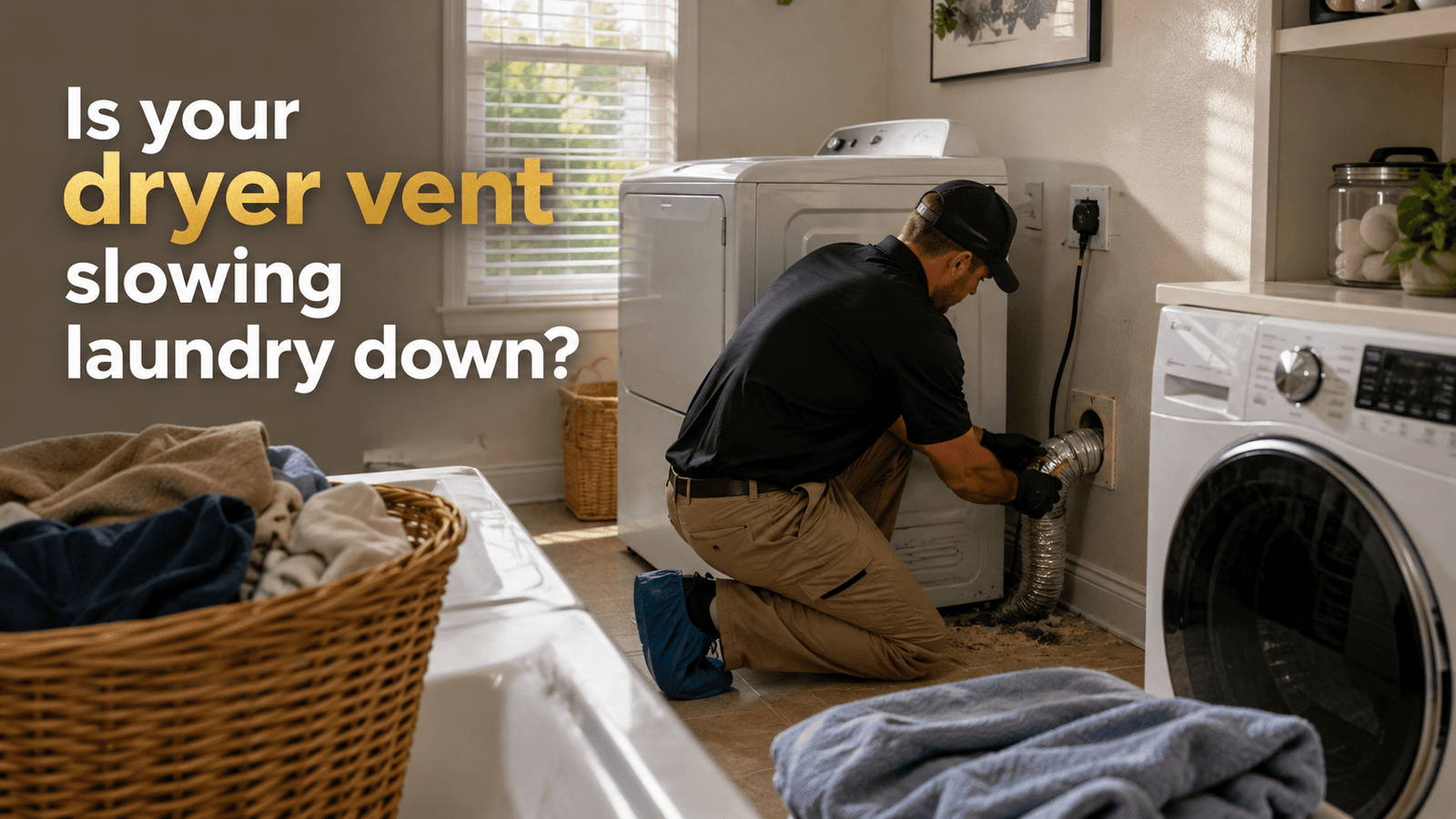 Technician disconnected dryer hose to clean out lint buildup